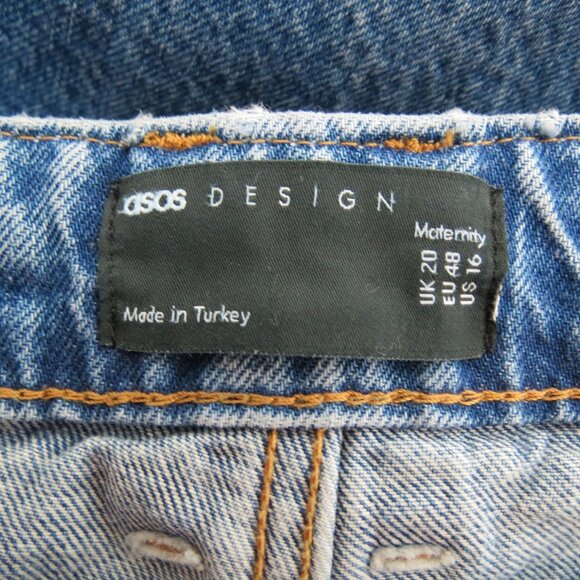 ASOS DESIGN Maternity Women's Medium Wash Denim Baggy Boyfriend Jeans 16 - Picture 5 of 9
